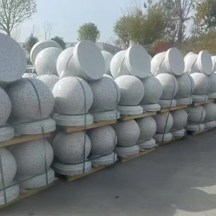 新余 白麻花岗岩石材圆球，石球，挡车球，隔离球，景观石球，风水球等