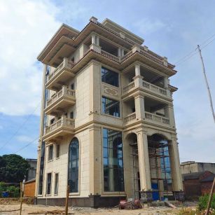 新余 黄金麻花岗岩石材别墅外墙干挂搭配（雕花栏杆花瓶柱门楼罗马柱）