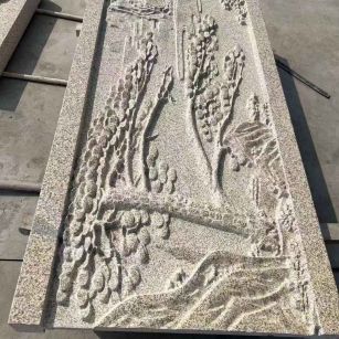 新余 黄金麻雕刻板浮雕迎客松