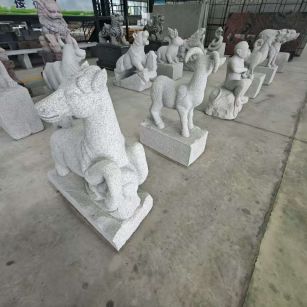 新余 芝麻白花岗岩造型立体雕刻——十二生肖