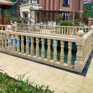 新余黄金麻花岗岩石材栏杆，扶手，将军柱，花瓶柱