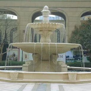 新余 黄金麻花岗岩异型加工——户外庭院石雕流水喷泉