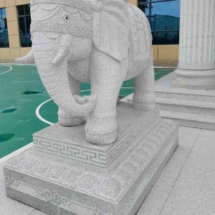 新余 白麻花岗岩动物异形石雕-大象