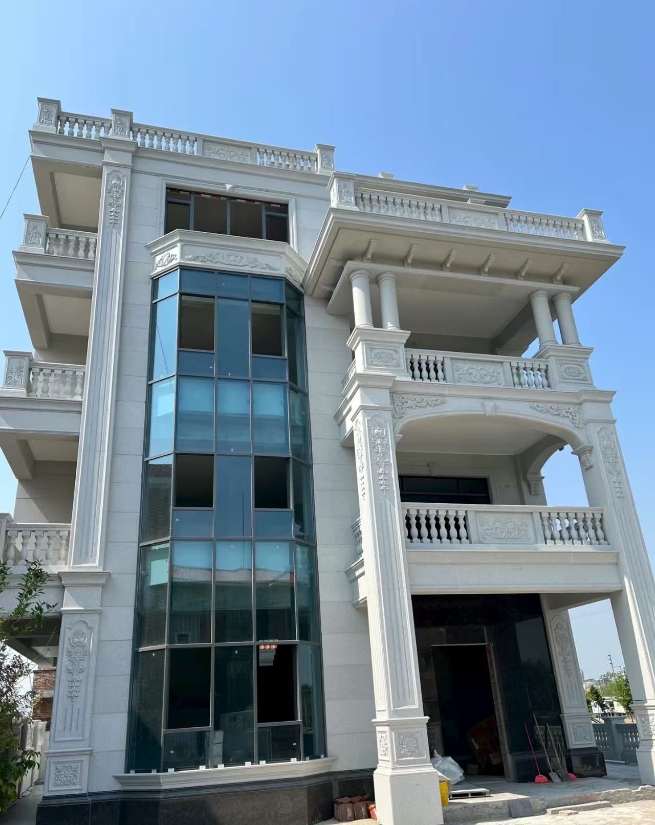 新余 白麻花岗岩别墅外墙干挂效果展示