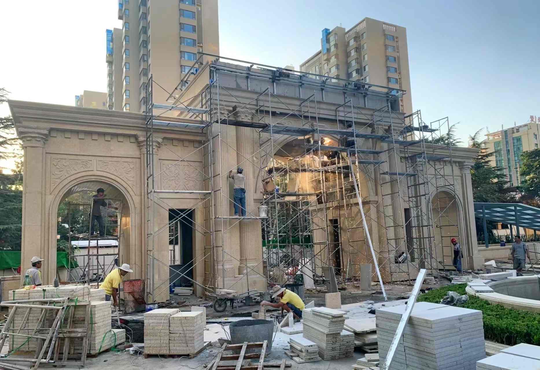 新余 黄金麻荔枝面花岗岩小区门楼外墙干挂