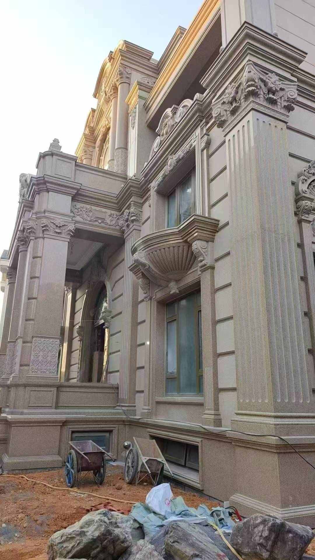 新余 黄金麻花岗岩光面别墅外墙干挂施工完成